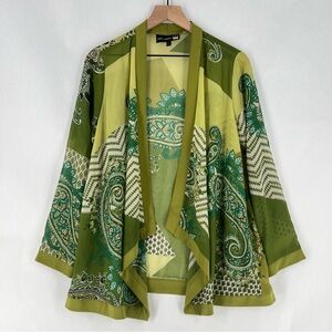 Antthony Green Kimono‎ Paisley Print Sheer Chiffon Draped Open Front Cardigan M